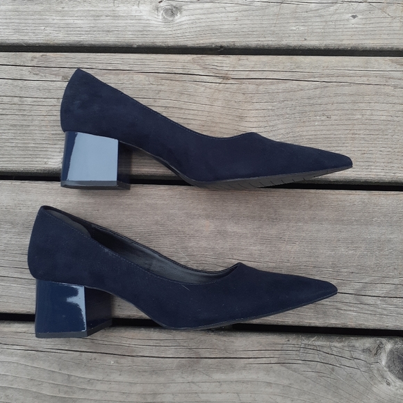 Zara dress shoes dark blue block heel size 40 - Picture 6 of 10